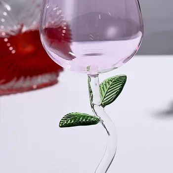 Gül şarap bardağı Renkli Gül Yaprakları Gül Şekilli kırmızı şarap kadehi kokteyl bardakları İçme için Düğün Doğum Günü Partisi