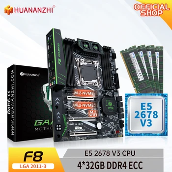 HUANANZHI F8 LGA 2011-3 Anakart Intel XEON E5 2678 V3 ile 4 * 32G DDR4 RECC bellek combo kiti seti SATA USB