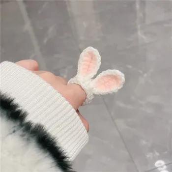 2022 Kişilik Tığ Ayı Tavşan Kulaklar Yüzükler Basit Yün Örgü Yüzük Kadın Parmak Yüzük Örgü Yüzük Kore modası Yüzük