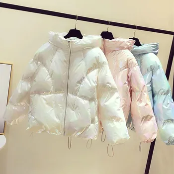 2021 Yeni Kış Ceket kadın Parkas Kapşonlu Ekmek Servisi Aşağı pamuklu ceket Parlak Parka Sıcak Yastıklı pamuklu ceket Dış Giyim
