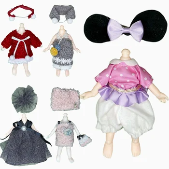 Moda BJD Giysileri Seti 16cm OB11 Bebek 1/12 DIY Hareketli Eklemler Figürü Minyatür Erkek Kız bebek oyuncakları Aksesuarları