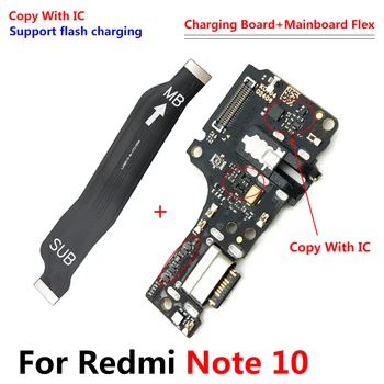10 Adet / grup, USB şarj yuva konnektörü şarj portu Mikrofon Flex Kablo Redmi İçin Not 10 Anakart Ana Kurulu Flex Kablo