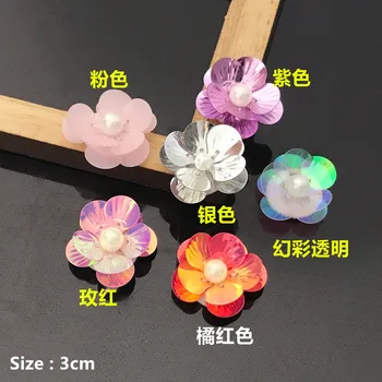 10 Adet / grup 3D çiçek yama giyim headdress ayakkabı manuel dıy tırnak boncuk çiçek aplike sequins dekorasyon dikiş aksesuarları
