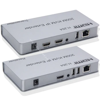 200M HDMI KVM uzatıcı IP / TCP Ethernet CAT5e / 6 H. 264 HDMI Genişletici USB 2.0 Desteği Fare Klavye Webcam PC HDTV