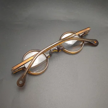 Vintage şeffaf kahverengi küçük yuvarlak çerçeve asetat miyopi reçete optik retro gözlük lens çapı 34mm retro