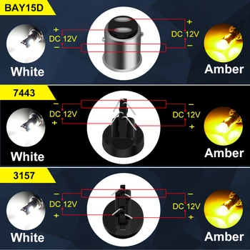 2 ADET Switchback LED Ampul Dönüş Sinyali / DRL Araba ışık T20 Led 7443 W21 / 5 W 1157 BAY15D P21 / 5 W T25 3157 P27 / 7 W Amber Beyaz Lamba