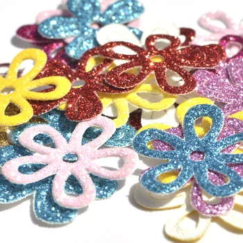 80 Adet Karışık Glitter Deri Bahar Çiçek Aplikler Yamalar El Sanatları için Giysi Firkete DIY Scrapbooking Dekor Aksesuarları K37