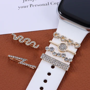 Metal Takılar saat kayışı Dekorasyon Yüzük Apple Elmas Süs iwatch Bilezik Silikon Kayış Takı Aksesuarları