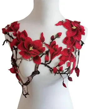 2 adet Çiçekler İşlemeli Yama Etiket Giyim Ceket Kot Dantel Aplike DIY Elbise Süslemeleri Kumaş Yamalar