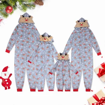 2023 Yeni Noel Aile Eşleştirme Pijama Seti Elk Kulak Kapşonlu Romper Yetişkinler Çocuklar Bebek giyim setleri Tulum Genel Aile Bak