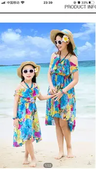 Anne Kızı Elbiseler Eşleşen yaz giysileri Kız ve Anne Elbise Şifon Plaj Elbiseleri Kıyafetler annem ve ben elbise