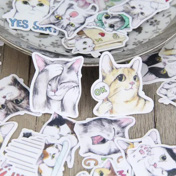 40 Adet / grup Sevimli el boyalı kedi Sticker Çıkartma Telefon Araba Kılıfı Su Geçirmez Laptop Albümü günlüğü Sırt Çantası Çocuk Oyuncak Çıkartmalar