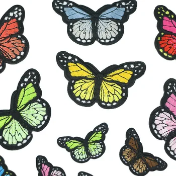 Kumaş İşlemeli Renkli kelebek Yama giysi etiketi Çanta Dikmek Demir On Aplike DIY Giyim Dikiş Giyim Aksesuarları