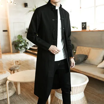 Yeni pamuk keten Bahar sonbahar ceketler Çin 80 s tarzı yüksek dereceli elbise moda standı yaka marka erkek ceket dropshipping