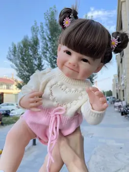 NPK 55 CM Tam Vücut Yumuşak Silikon Reborn Yürümeye Başlayan kız Bebek Raya Gerçekçi Yumuşak Dokunuşlu Yüksek Kaliteli Bebek Hediyeleri Çocuk için