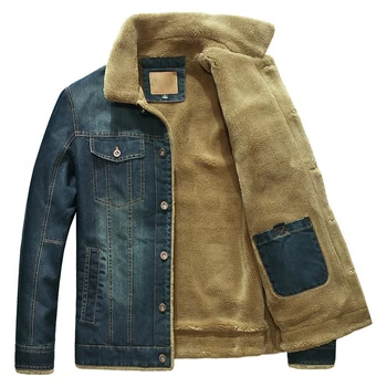 Marka Denim Ceket Erkekler Kış Rüzgarlık Sıcak Erkek Ceket Dış Giyim Kot Ceket Erkek Çok cep Kovboy Giyim Artı Boyutu M-6XL