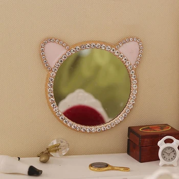 1: 12 Bebek evi yaşam sahne süsler Mini makyaj aynası zarif dekorasyon Miniatur Ayna Duvar Odası Ayna Bebek Evi Ayna