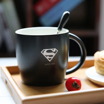 3D Gravür Büyük Kaptan Süper Kahraman Seramik Kahve Kupalar Fincan Yaratıcı Süt Kupa Süper Kahraman Taşınabilir Bardak İçecek Demir Adam Batman