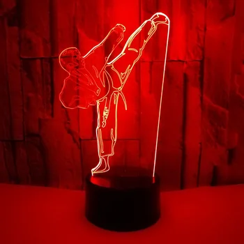 Yaratıcı 3D LED Görüş Degrade Karate Masa Lambası USB Taekwondo Modelleme Gece ışıkları Hediyeler Çocuklar İçin yatak odası aydınlatması Dekor