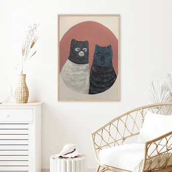 Kedi Maskesi Tuval Baskılar Boyama Posterler Hırsız Kedi Hayvan Modern İskandinav Duvar Resimleri Sanat Çocuk Odası Yatak Odası için Ev dekor
