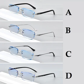 Vazrobe Miyopi Gözlük Erkek Çerçevesiz Açık Mavi Tonu Lens MR-8 Güçlü Erkek Gözlük Çerçevesi-0.5 0.75-1.00 1.25 1.75 2.25 2.5