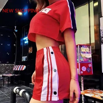 Casual Düğme Seksi Bölünmüş Yan Şort Kadın Harajuku Yüksek Bel Şort Beyaz Mavi Dans Sıcak kısa pantolon Yaz 2021 Streetwear