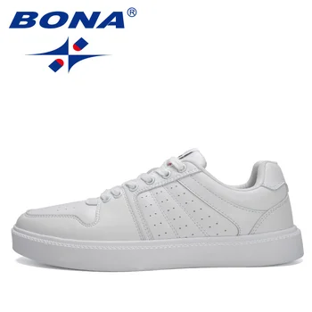BONA 2021 Yeni Tasarımcılar rahat ayakkabılar Erkek Flats Moda Kaykay Ayakkabı Erkekler Rahat Lüks Yürüyüş Koşu Ayakkabısı