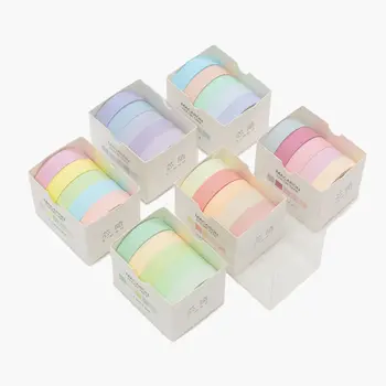 5 Adet / kutu düz renk Macron tuz dekoratif washi bant seti INS el hesabı mermi günlüğü karalama defteri kırtasiye maskeleme bandı