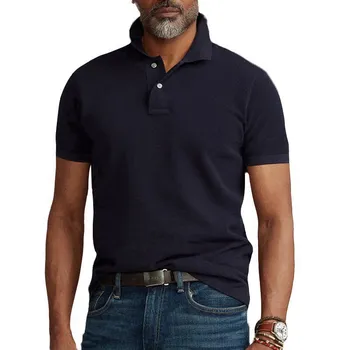 Yüksek Kaliteli %100 % Pamuk polo gömlekler Erkekler İçin Düz Renk Tees 2022 Yaz Yeni Varış İş Casual Tops