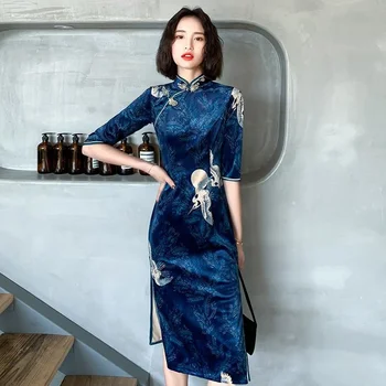 Modern Yeni Geliştirmek Ince Qipao çin elbisesi Kadın Hanfu Etnik Tarzı Vintage Geleneksel Harajuku Kadın Moda Seksi Cheongsam