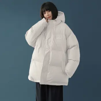 Büyük boy Kapşonlu Kış Ceket 2022 Kalınlaşmak sıcak kadın ceketi Kore Pamuk Yastıklı Kadın Mont Gevşek Kadın Kar Parkas Dış Giyim