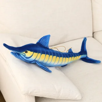 60/100/140cm Simülasyon Mavi marlin peluş oyuncak Gerçekçi Balık Organizma Mavi marlin Yumuşak dolgu yastık Ev Dekorasyon