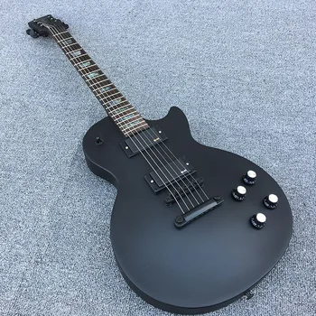 Yüksek kaliteli özelleştirilmiş elektro gitar, şeftali çekirdek ksilofon akçaağaç klavye, siyah mat boya, ücretsiz teslimat.