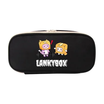 Lankybox karikatür kalem kalem kutusu çantası tuval kırtasiye fermuarlı çanta cüzdan öğrenci Anime Kırtasiye saklama kalem kutusu çocuk hediye