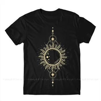 Güneş Ve Kutsal Geometri Baskı Pamuklu Gömlek Hombre Güneş Sistemi Erkekler Moda Streetwear Yetişkin Tee Unisex O Boyun Kadın T-Shirt