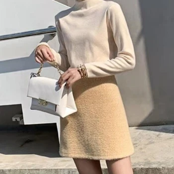 Katı Etekler Kadın Sonbahar Basit Vintage Moda Tatlı Genç Yüksek Bel Rahat Tüm Maç Şık Zarif Eğlence Mini A-Line