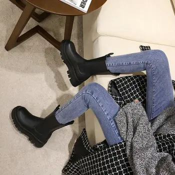 ZawsThia Yuvarlak Ayak Platformu Bayan Botları Lüks Marka Yüksek Üst Kış Polar sıcak ayakkabı kaymaz Kadın Chelsea Patik Botas