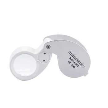 1 adet 40X Katlanabilir Büyüteç İle led ışık Elmas Takı gözlük camı Aracı 25 MM Lens Çapı Kuyumcular Büyüteç Büyüteç