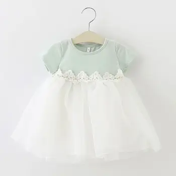 Yenidoğan Bebek Giysileri Bebek Kız Prenses Elbise Dantel Çiçek Vaftiz Yay Küçük Kızlar Tül Düğün Parti doğum günü elbiseleri