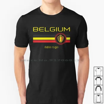 Futbol Belçika (Uzakta Siyah) T Shirt %100 % Pamuk Belçika Futbol Futbol Euro Rouges Retro Benzersiz Serin Harika Bayrağı Vintage