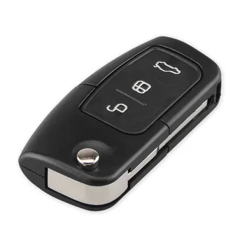 KEYYOU 10 adet 3 Düğmeler Çevirme Katlanır Araba Anahtarı Kabuk Uzaktan Fob Kapak Ford Focus Fiesta için C-Max S-max Ka Mondeo Galaxy