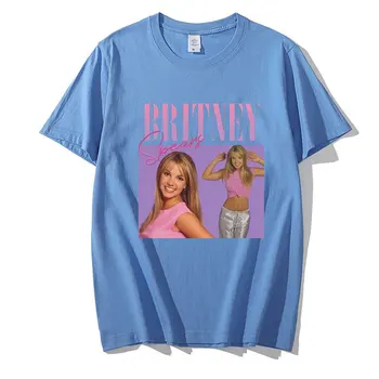Kaus Wanita Fotoğraf Cantik Britney Spears T-shirt Günlük Katun Hipster Atasan Lengan Pendek Harajuku Wanita Kaus Unisex Giyim