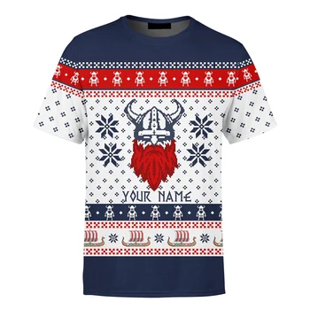 CLOOCL Çirkin Noel T-Shirt Viking Gemi Odin Tanrı DIY Adı 3D Baskı kısa kollu t-shirt Casual Tees Erkek Giyim Dropshipping