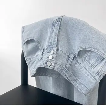 ZHISILAO 2021 Moda Yüksek Bel Düz Kadın Kot Vintage Hip-Hop Kot Pantolon Açık Mavi Geniş Bacak Kot Şık 2021