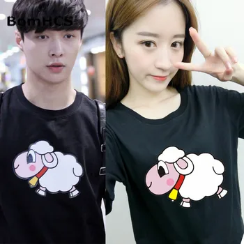 BomHCS Kpop EXO Aynı Stil Pamuk T-Shirt Sevimli Koyun Kısa Kollu Yaz Tişört Unisex LAY