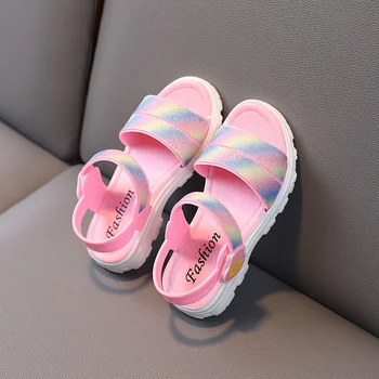 Degrade Bling Çocuk Yaz Ayakkabı Moda PVC Kaymaz Kızlar Sandalet Prenses Kanca Döngü Nefes Ayakkabı Çocuklar Sandalet