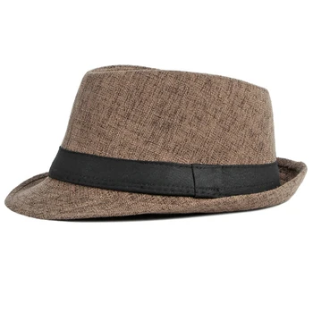 HT4052 Erkekler Şapka Bahar Yaz Fedoras Erkek Siyah Bant Caz Şapka Şık Fötr Fedora Şapka Nefes Pamuk Keten Fedoras Erkekler için