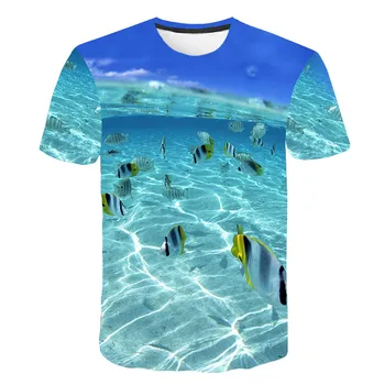 Yaz balıkçılık grafik erkek moda rahat doğal tarzı desen T-shirt yeni 3D baskılı spor kısa kollu tişört