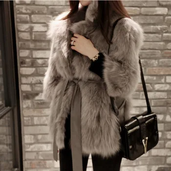 Yeni Kadın Kış Ceket Sıcaklık Ceketler Yapay Tilki Kürk Yaka Giyim Bayanlar Moda Katı Palto Tatlı Streetwear M-2XL