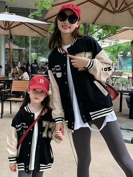 Ebeveyn-çocuk Yeni Sonbahar Ceket Anne-çocuk Anne-kızı Kore Versiyonu çocuk Sonbahar Rahat Beyzbol Giyim Trendi